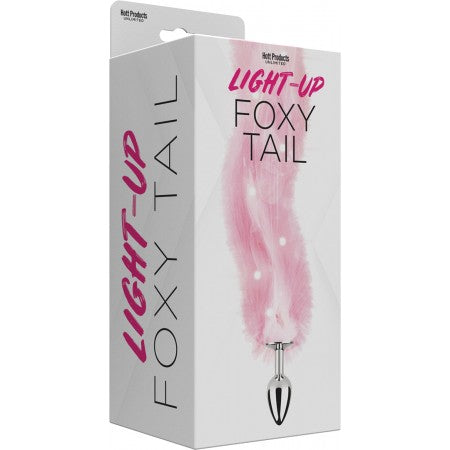 Foxy Tail Light Up Pink Fur Butt Plug With Multicolored Light Pattern