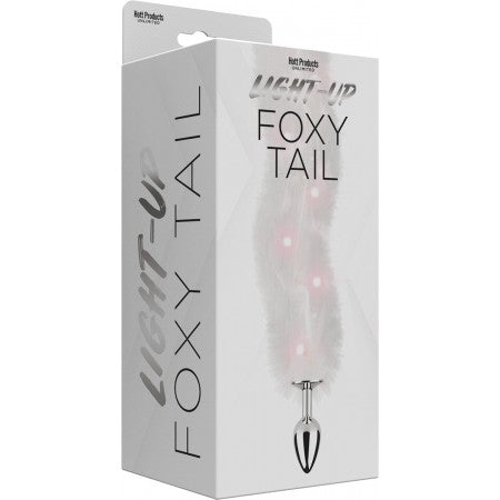 Foxy Tail Light Up Faux Fur Butt Plug With Multicolored Light Pattern White