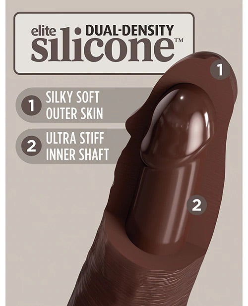 King Cock Elite Silicone Dual-Density Cock Dildo 7 in. Brown