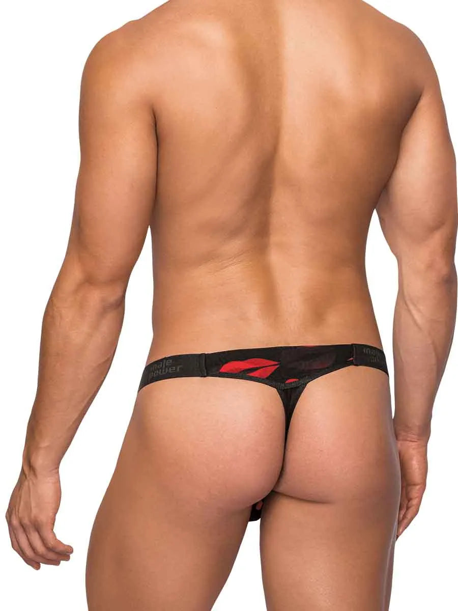 Kiss Me Micro Thong V Sheer Lips S/M L/XL