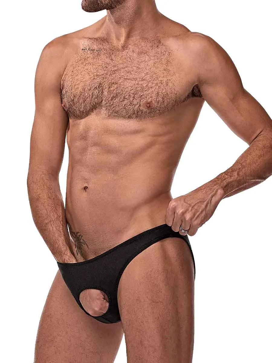 Nylon Spandex Pouchless Brief Black - One Size