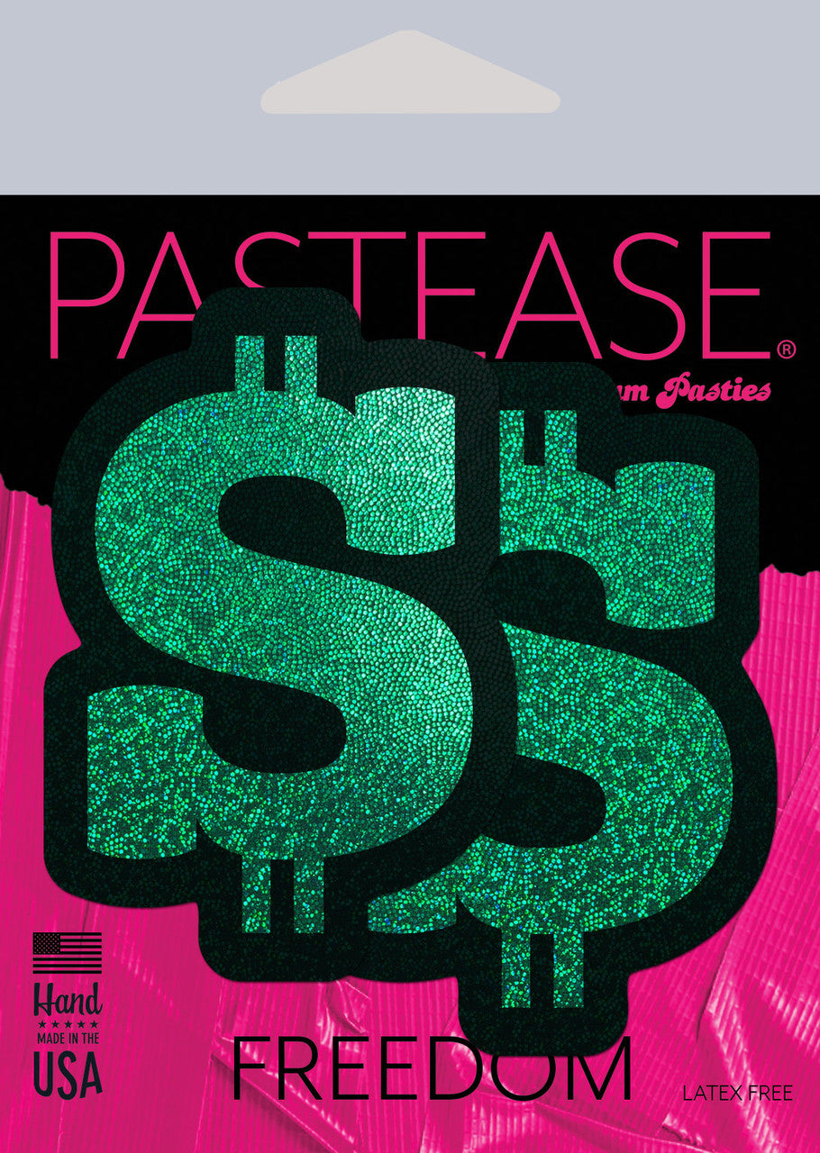Pastease Money: Green Glitter Dollar Sign Nipple Pasties