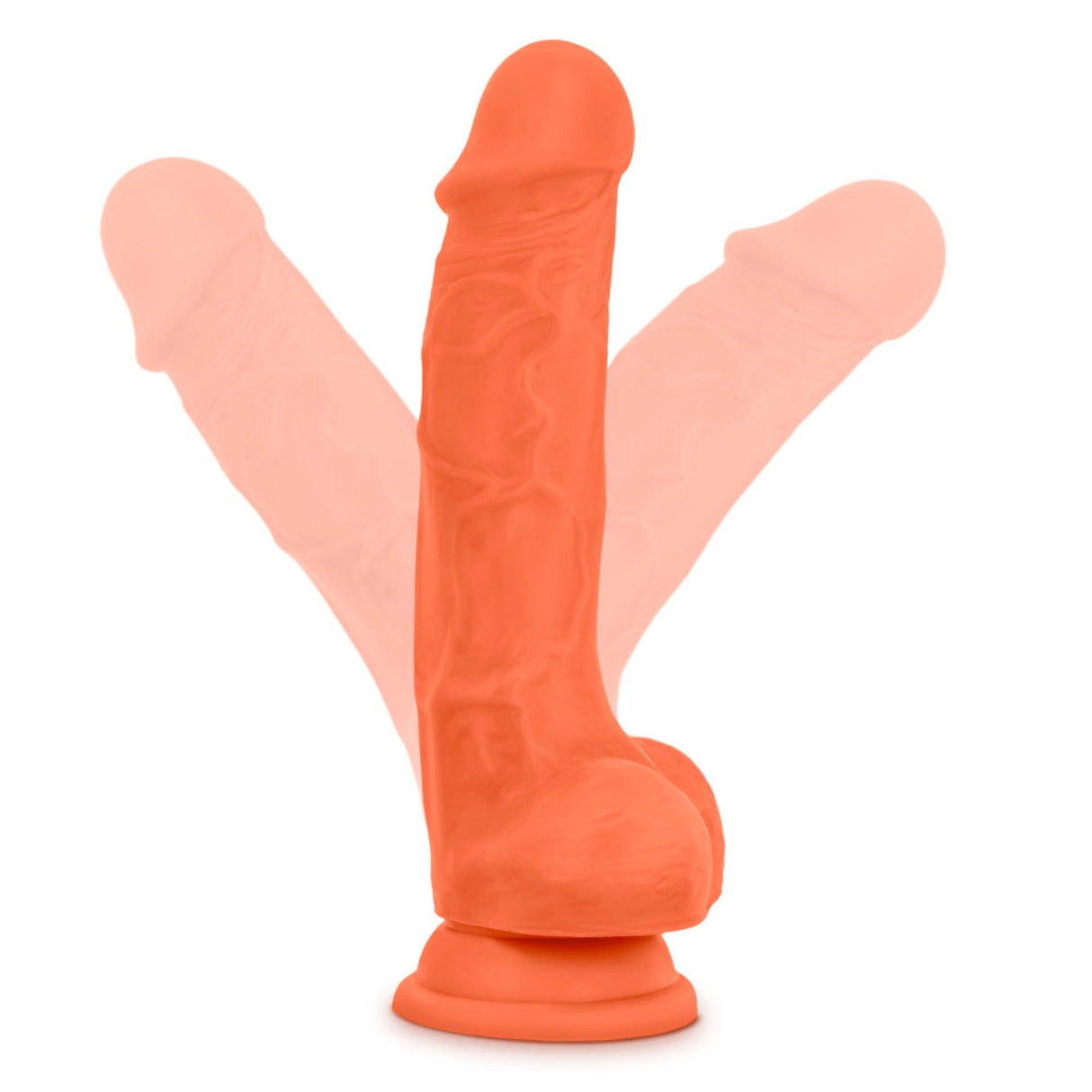 Neo Elite - 7.5 inch Silicone Dual Density Cock with Balls - Orange/Pink