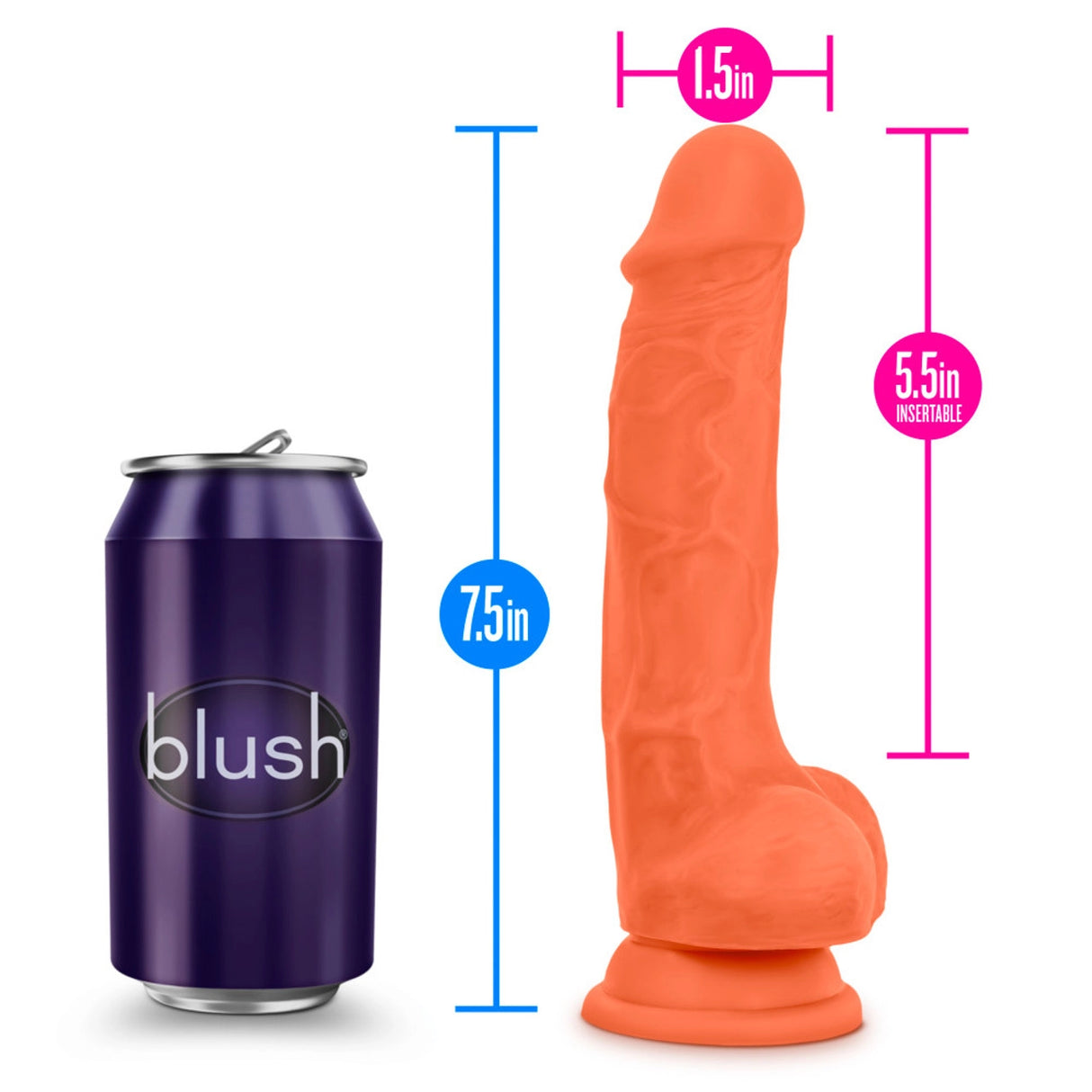 Neo Elite - 7.5 inch Silicone Dual Density Cock with Balls - Orange/Pink