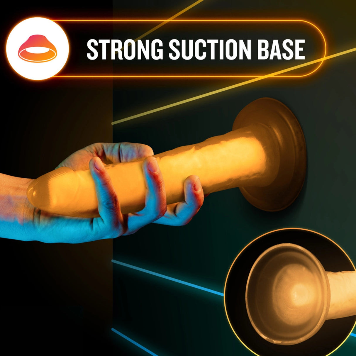 Neo Elite Glow In The Dark 7.5" Silicone Dual Density Dildo - Neon Orange