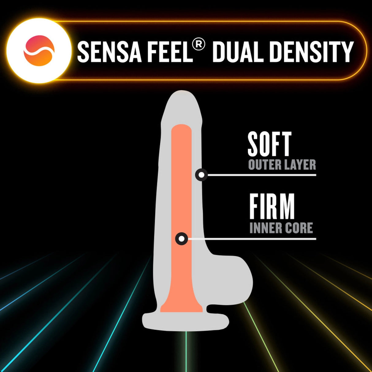 Neo Elite Glow In The Dark 7.5" Silicone Dual Density Dildo - Neon Orange