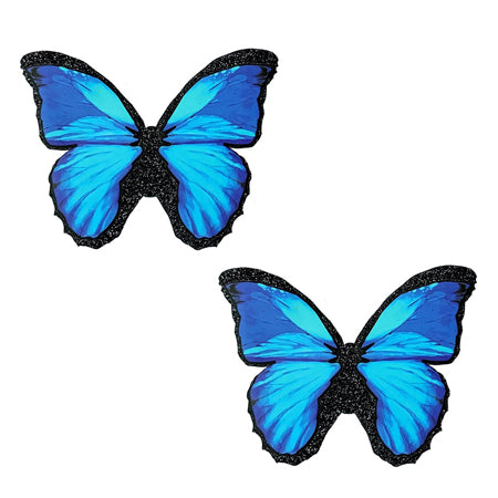 Neva Nude Black glitter and blue butterfly pasties