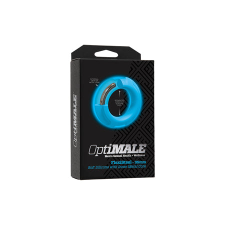 OptiMALE FlexiSteel Silicone Metal Core CockRing 2 sizes- Blue - Black
