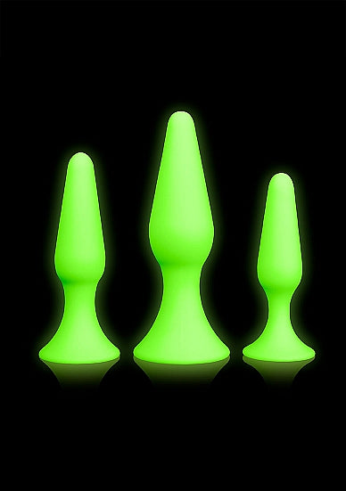 Ouch! Glow in the Dark 3-Piece Silicone Anal Plug Set
