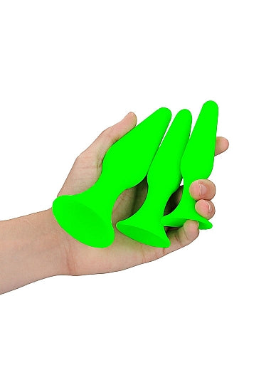 Ouch! Glow in the Dark 3-Piece Silicone Anal Plug Set