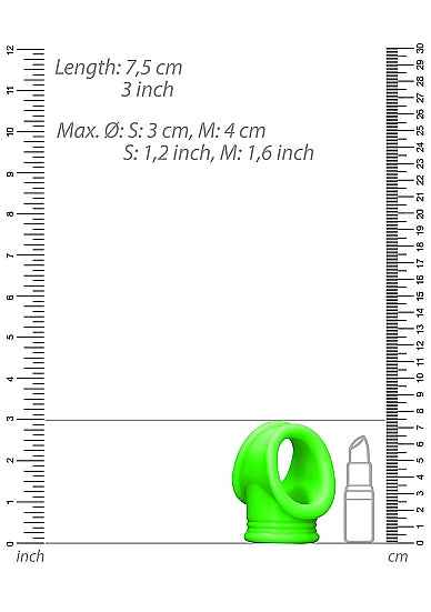 Ouch! Glow in the Dark Silicone Cockring & Ball Sling Neon Green