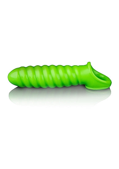 Ouch! Glow in the Dark Swirl Stretchy Penis Sleeve 6.2in Neon Green