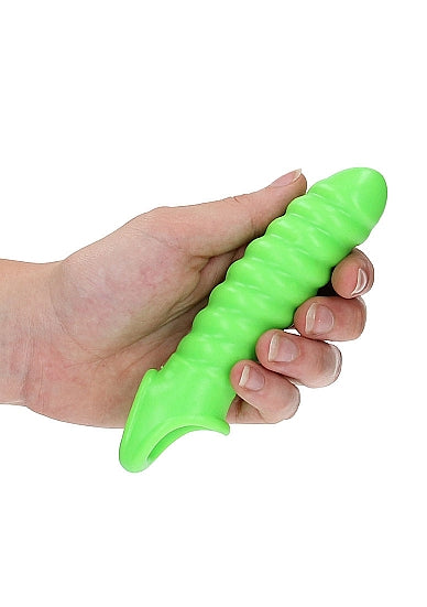 Ouch! Glow in the Dark Swirl Stretchy Penis Sleeve 6.2in Neon Green