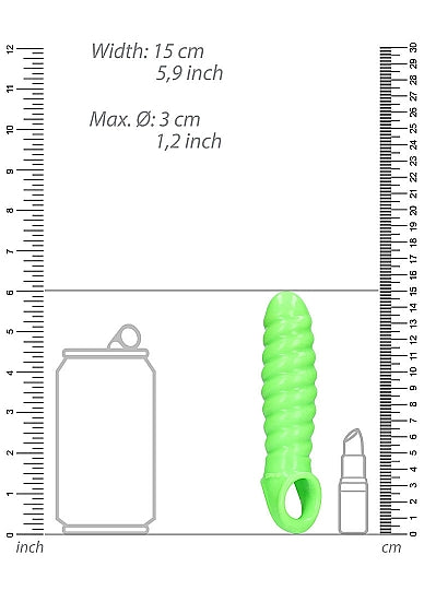 Ouch! Glow in the Dark Swirl Stretchy Penis Sleeve 6.2in Neon Green