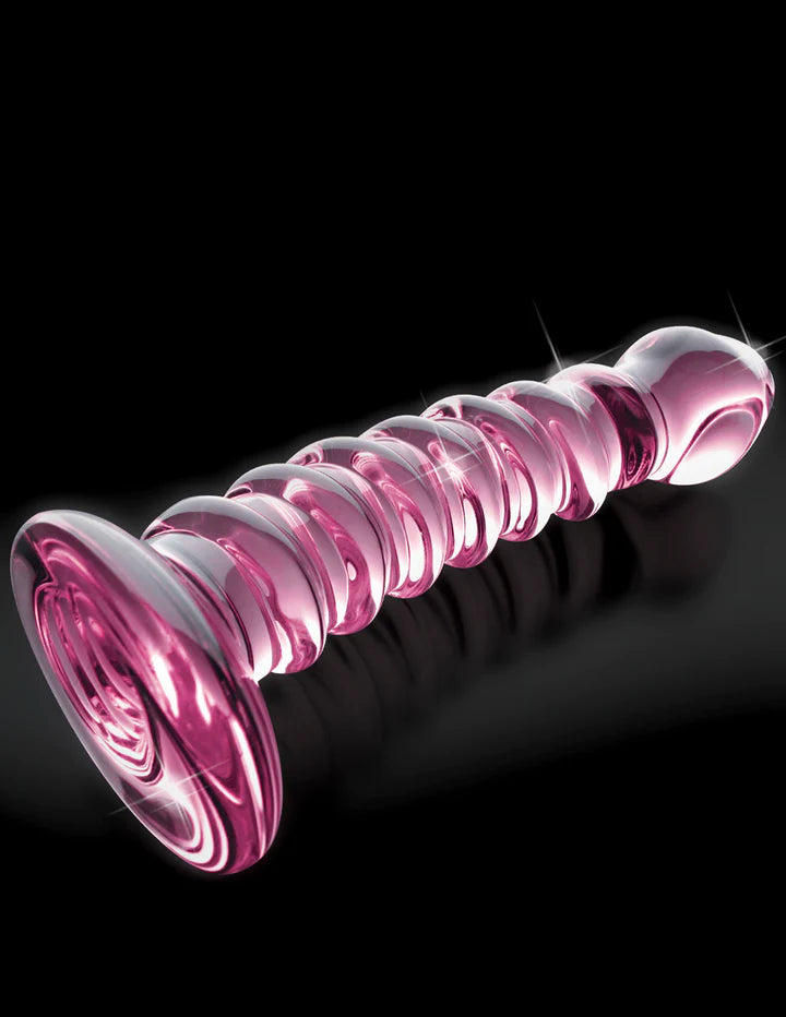 Icicles No. 28 Curved Ribbed Glass Dildo 7.25 inch
