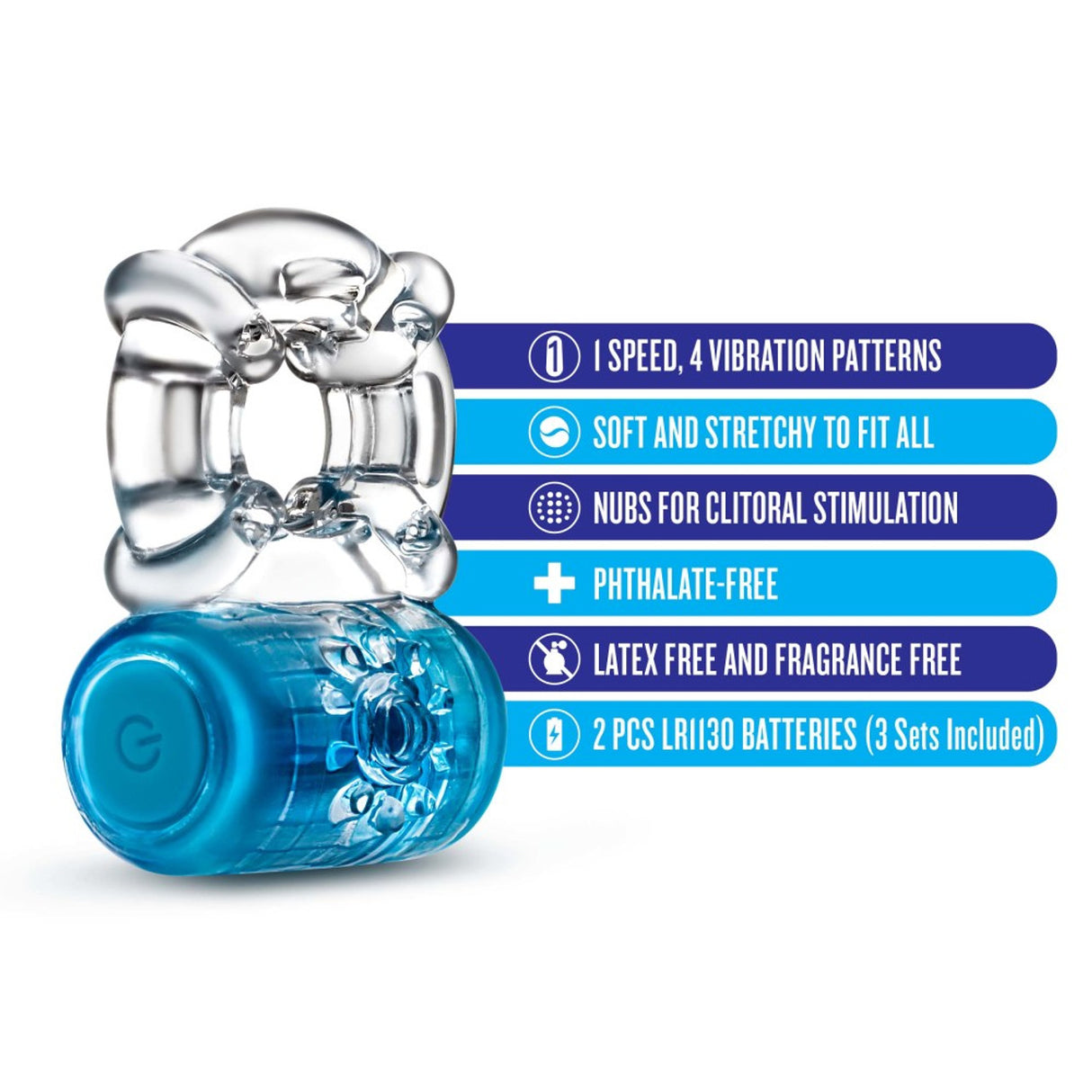 Play with Me - One Night Stand Vibrating C-Ring - Blue