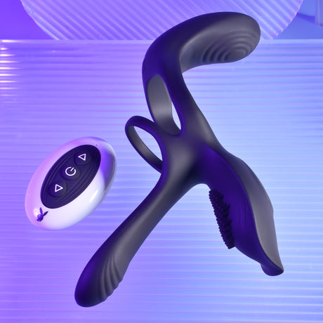 Playboy The 3 Way Remote Controlled Vibrating Cockring with Stimulator