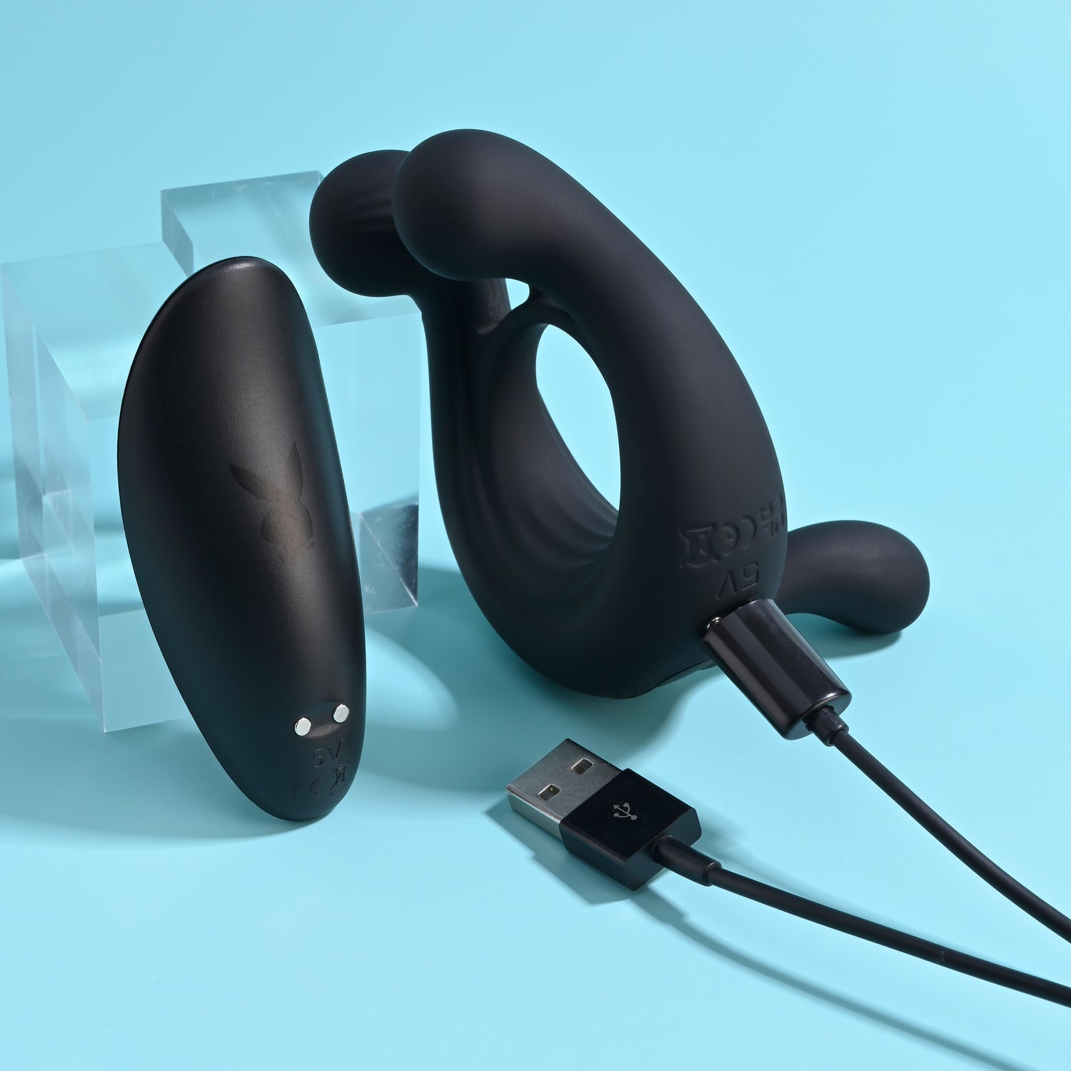 Playboy Triple Play Remote Controlled Vibrating Cockring with Stimulator