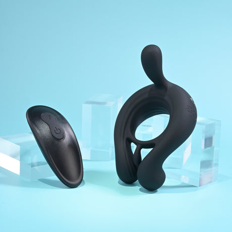 Playboy Triple Play Remote Controlled Vibrating Cockring with Stimulator