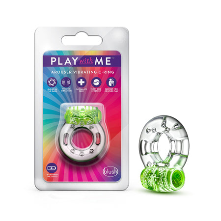 Play With Me Arouser Vibrating C-Ring - Green - Pink