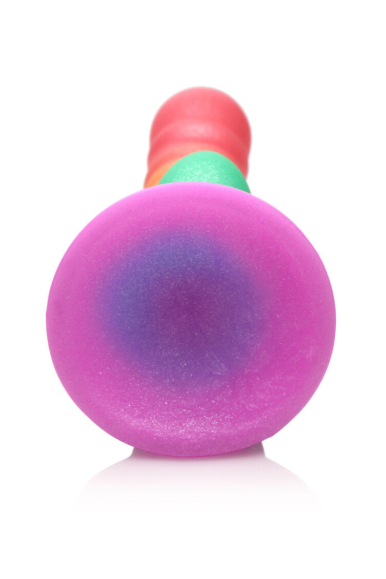 Simply Sweet Ribbed 6.5 in. Silicone Dildo Rainbow