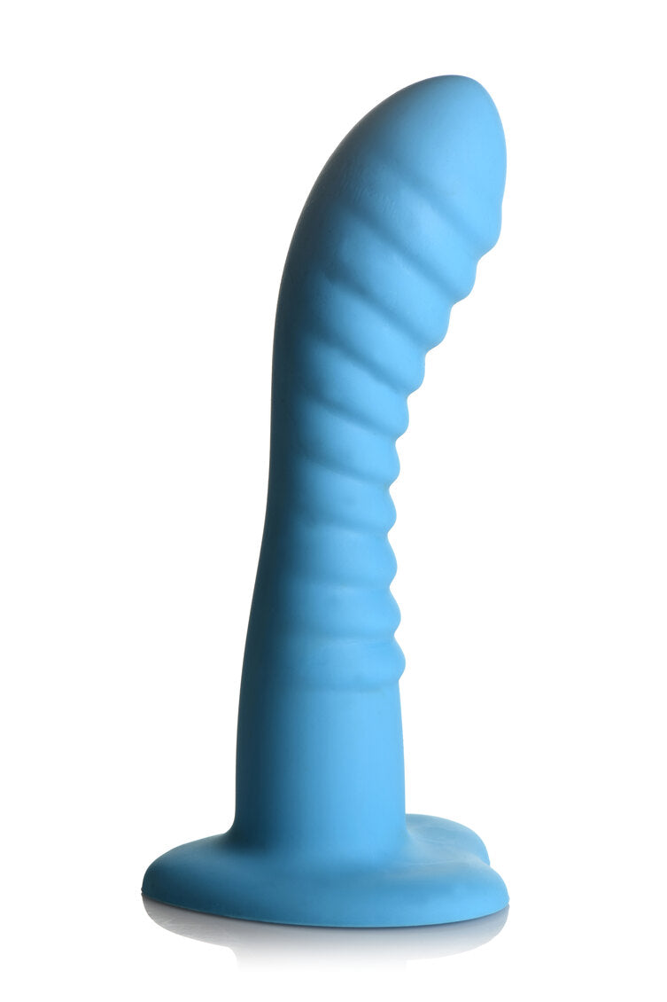 Simply Sweet Ribbed 7 in. Silicone Dildo Blue