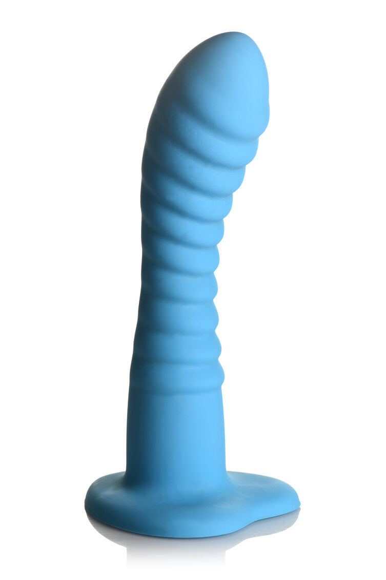 Simply Sweet Ribbed 7 in. Silicone Dildo Blue