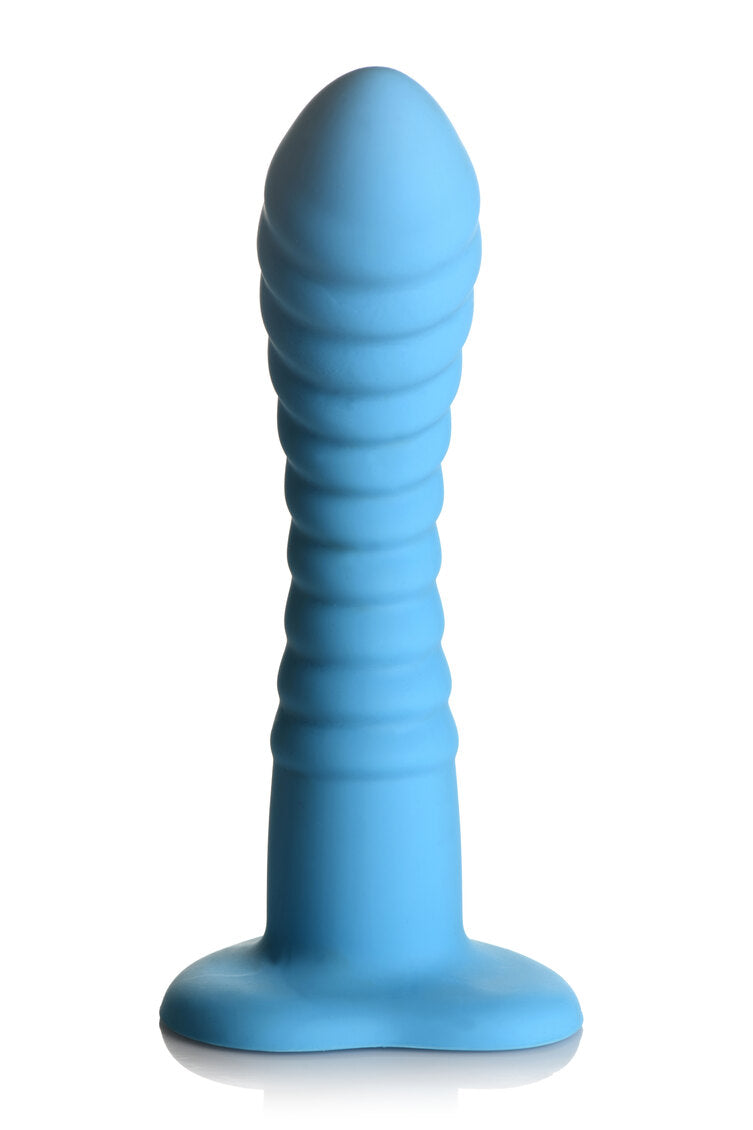Simply Sweet Ribbed 7 in. Silicone Dildo Blue