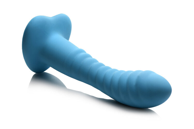 Simply Sweet Ribbed 7 in. Silicone Dildo Blue