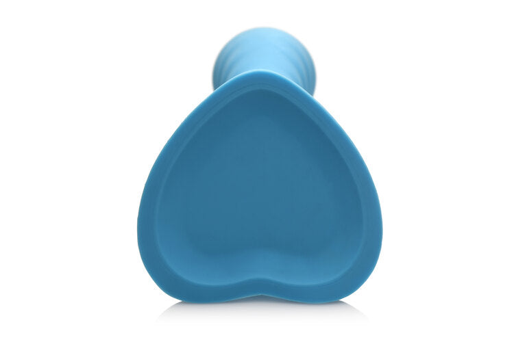 Simply Sweet Ribbed 7 in. Silicone Dildo Blue