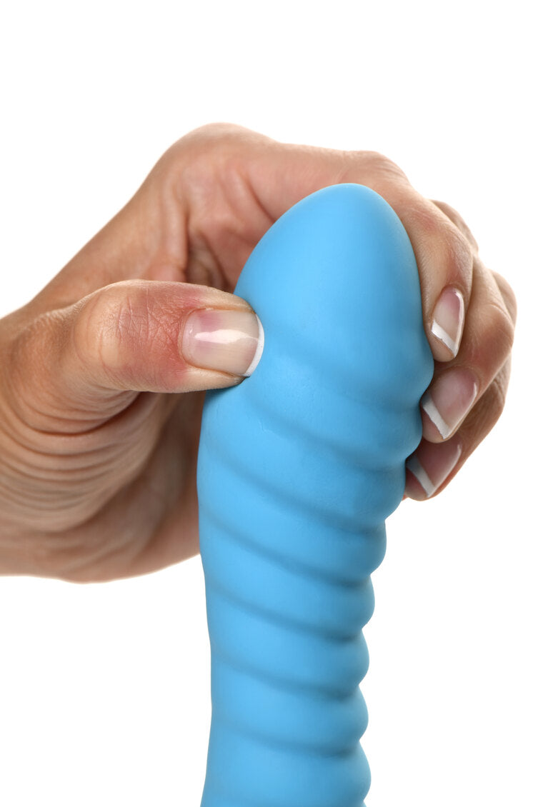 Simply Sweet Ribbed 7 in. Silicone Dildo Blue