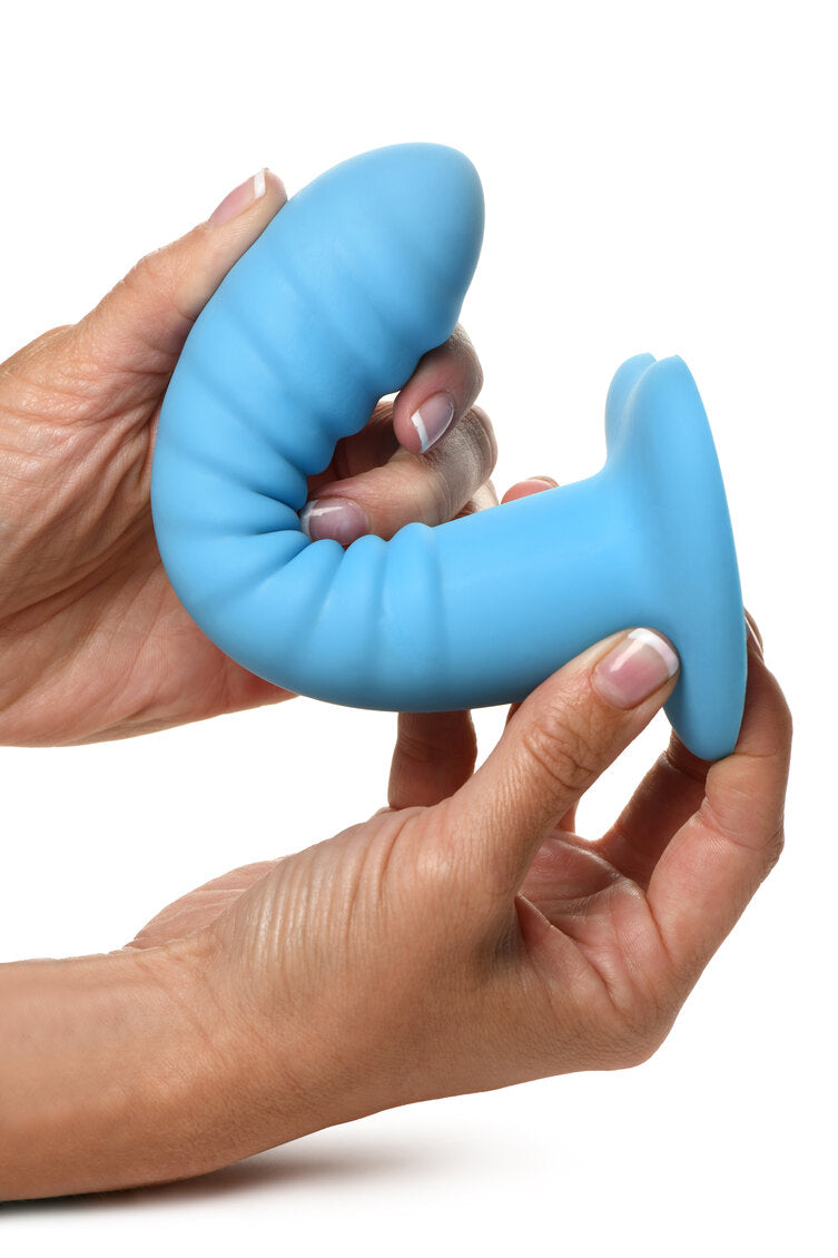 Simply Sweet Ribbed 7 in. Silicone Dildo Blue