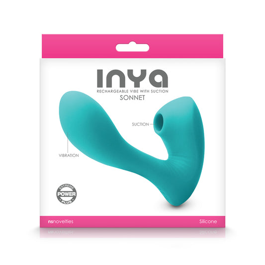 INYA Sonnet Suction Dual Stimulator/Vibrator Rechargeable  - Teal