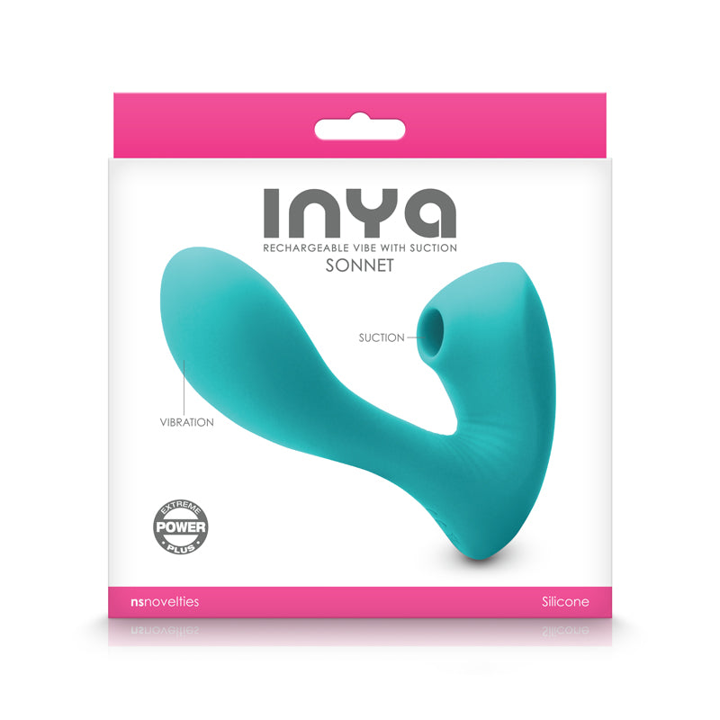 INYA Sonnet Suction Dual Stimulator/Vibrator Rechargeable - Teal