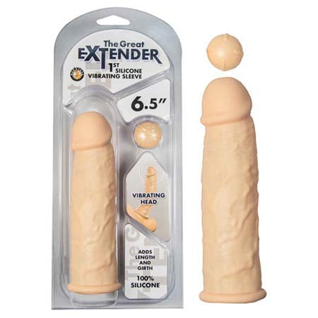 The Great Extender 1st  Silicone Vibrating Sleeve 6.5in-White
