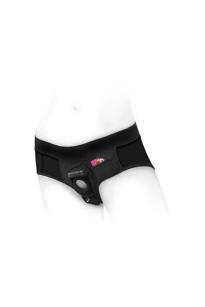 SpareParts Tomboi Nylon Harness Briefs Black - All Sizes