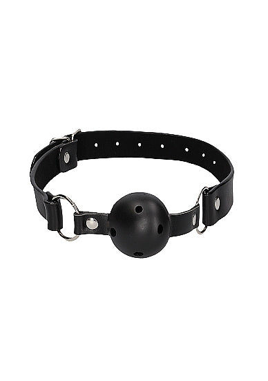 Ouch! Breathable Ball Gag With Bonded Leather Straps Black