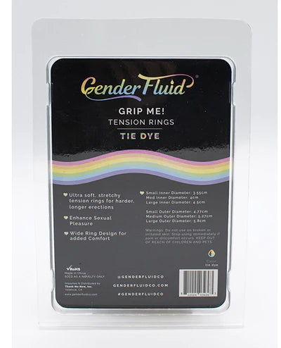 Gender Fluid Grip Me! Tension Cockrings - 3 Pack Tie-Dye