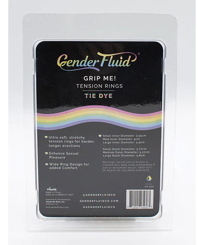 Gender Fluid Grip Me! Tension Cockrings - 3 Pack Tie-Dye
