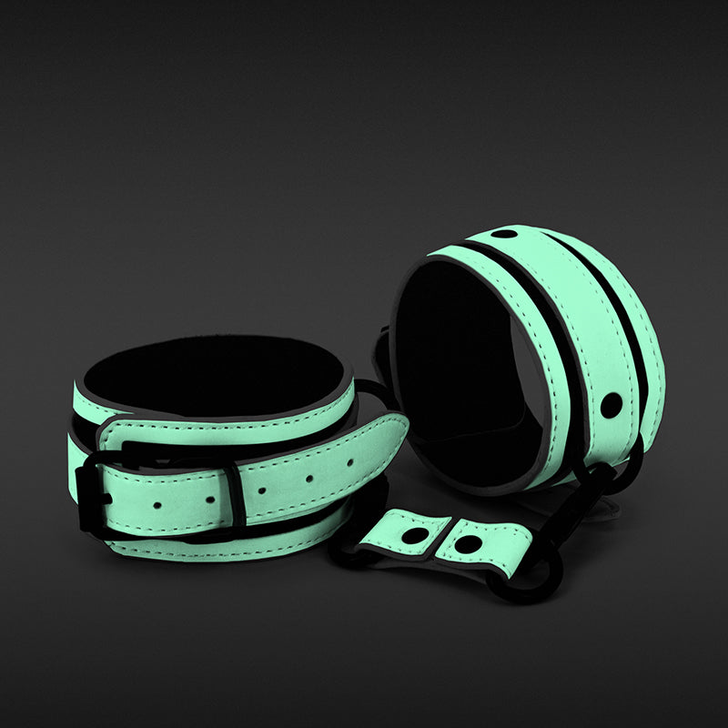 Glo Bondage Ankle Cuffs - Glow In The Dark