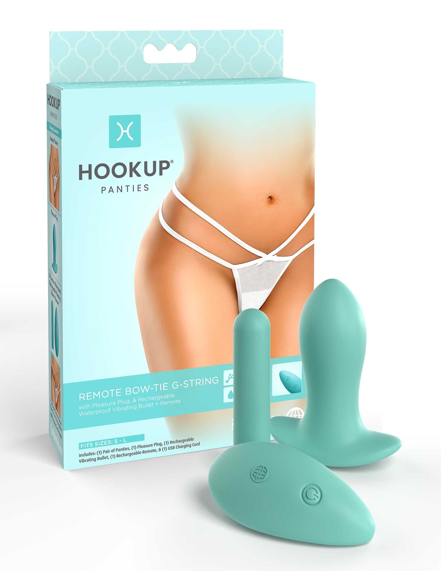 Hookup Panties Remote  Bowtie G-String White Fits Size S-
