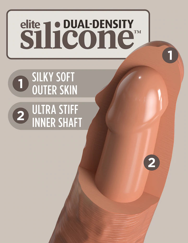 King Cock Elite Silicone Dual-Density Cock Dildo 8 in. Tan