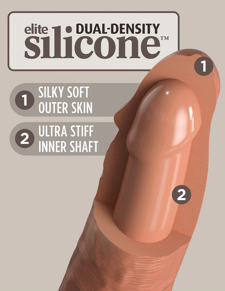 King Cock Elite Silicone Dual-Density Cock Dildo 8 in. Tan