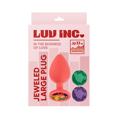Luv Inc JP33 Jeweled Large Plug With 3 Stones Coral