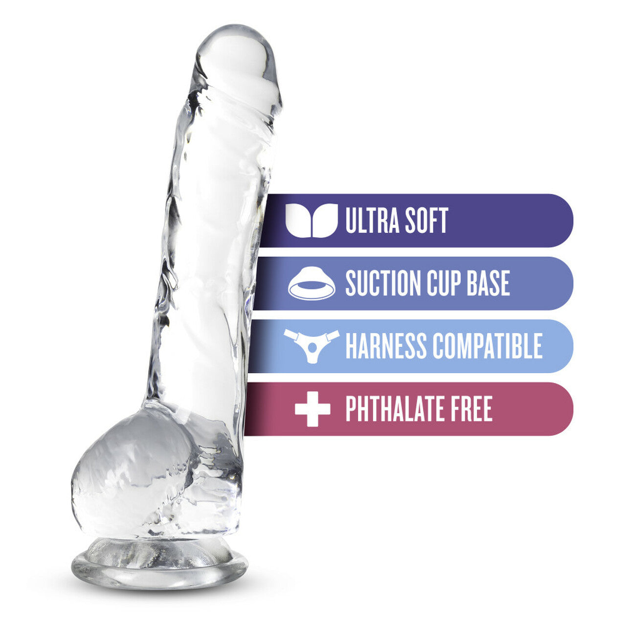 Naturally Yours - 8" Crystalline Dildo - Clear