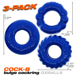 OxBalls Bonemaker 3-Pack Boner Cockring Kit FLEXtpr Pool Blue