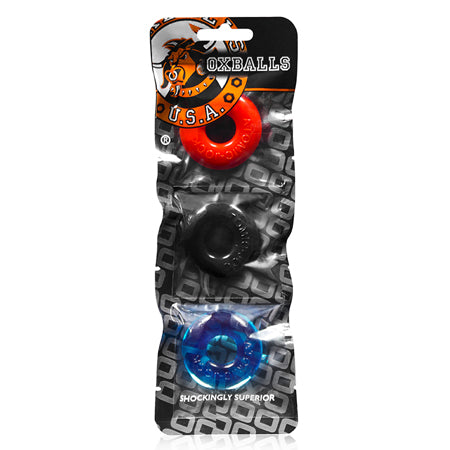 OxBalls Ringer 3-Pack Do Nut Small Cockrings - Multcolor - Black
