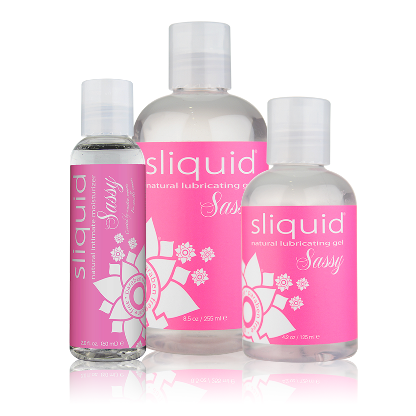 Sliquid Sassy Booty Lubricant in all size bottles