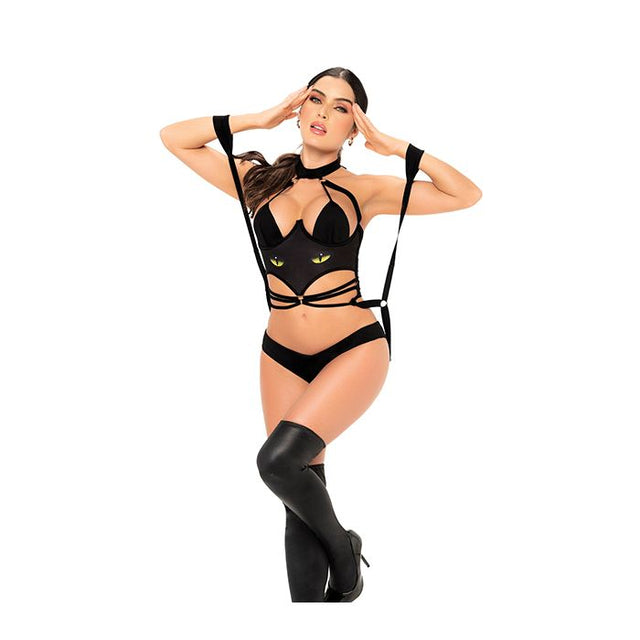 Cat Girl Bodysuit w/Attached Wrist Straps