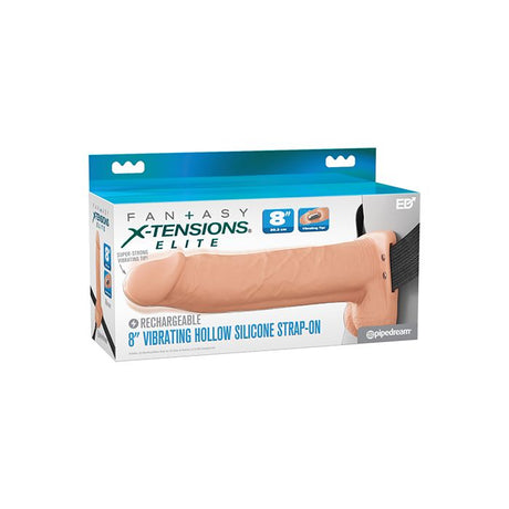 8 Inch Vibrating Hollow Strap On Harness Dildo